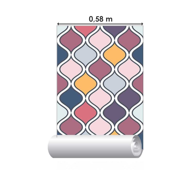 Papel de Parede Adesivo Vintage Geométrico Ondas N07051 - Papel na Parede