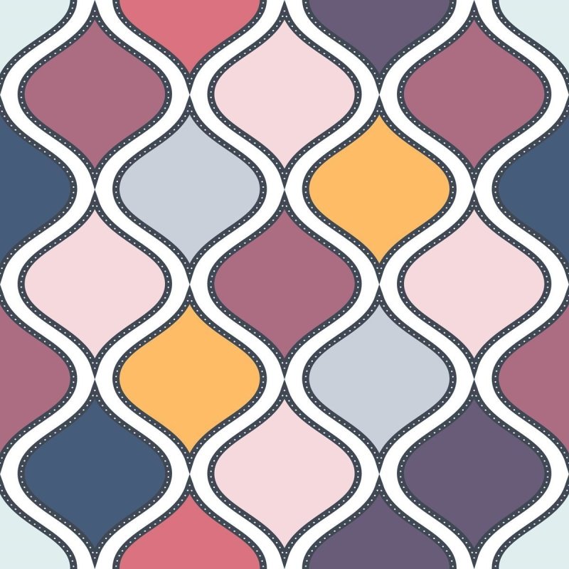 Papel de Parede Adesivo Vintage Geométrico Ondas N07051 - Papel na Parede