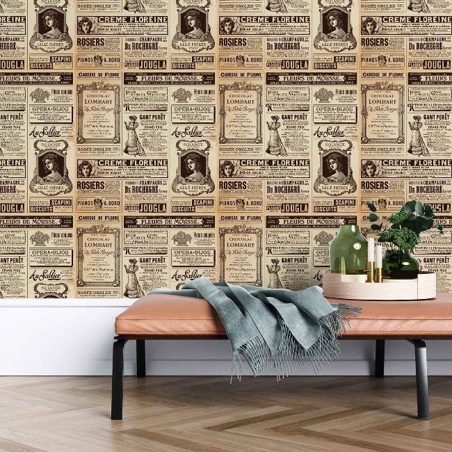 Papel de Parede Adesivo Vintage Jornal 54523 - Papel na Parede