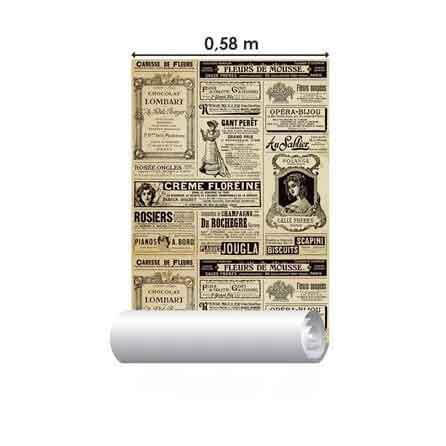 Papel de Parede Adesivo Vintage Jornal 54523 - Papel na Parede
