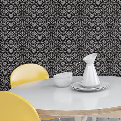 Papel de Parede Adesivo Vintage Preto 451 - Papel na Parede