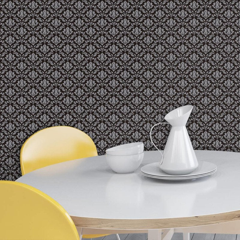 Papel de Parede Adesivo Vintage Preto 451 - Papel na Parede
