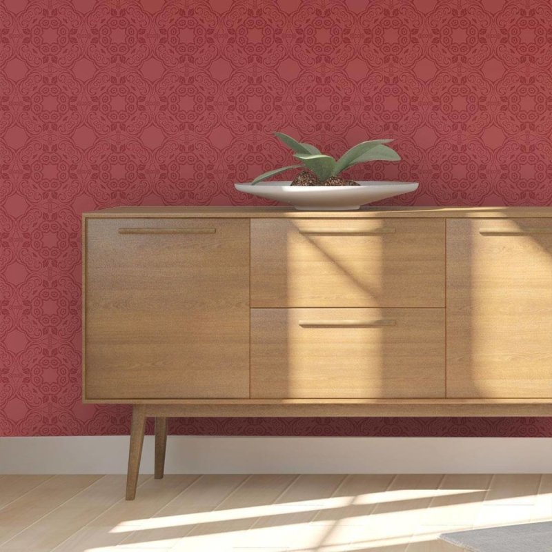 Papel de Parede Adesivo Vintage Vermelho 15 - Papel na Parede