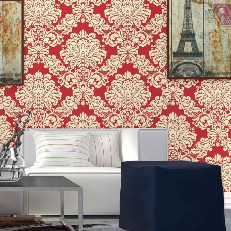 Papel de Parede Adesivo Vintage vermelho 213 - Papel na Parede