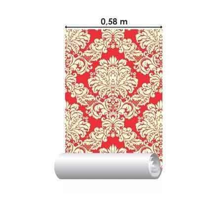 Papel de Parede Adesivo Vintage vermelho 213 - Papel na Parede