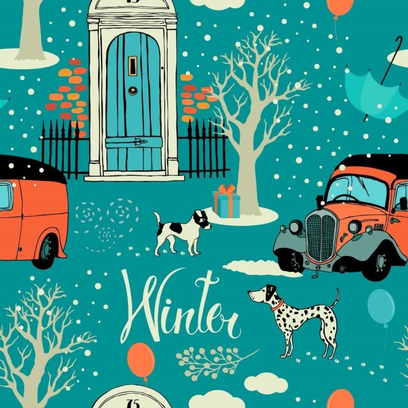 Papel de Parede Adesivo Vintage Winter N013098 - Papel na Parede