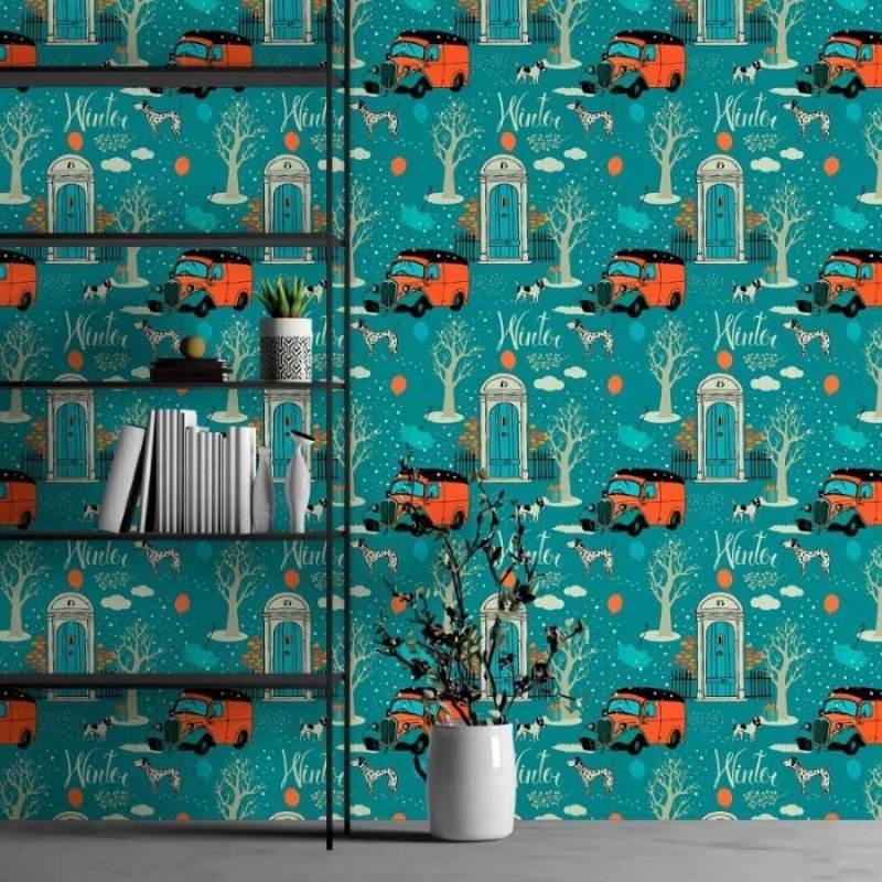 Papel de Parede Adesivo Vintage Winter N013098 - Papel na Parede