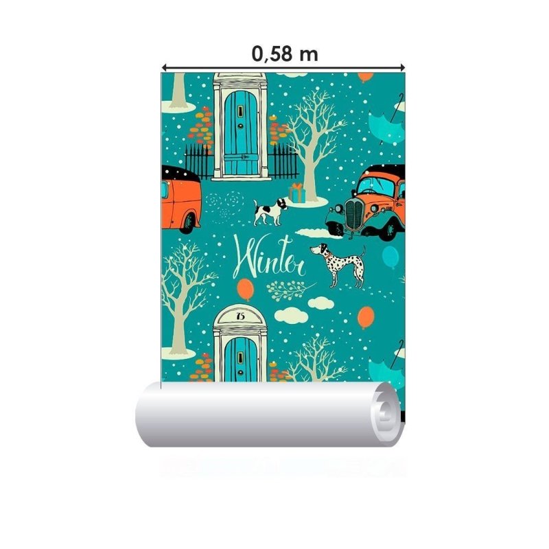 Papel de Parede Adesivo Vintage Winter N013098 - Papel na Parede