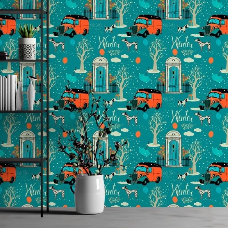 Papel de Parede Adesivo Vintage Winter N013098 - Papel na Parede