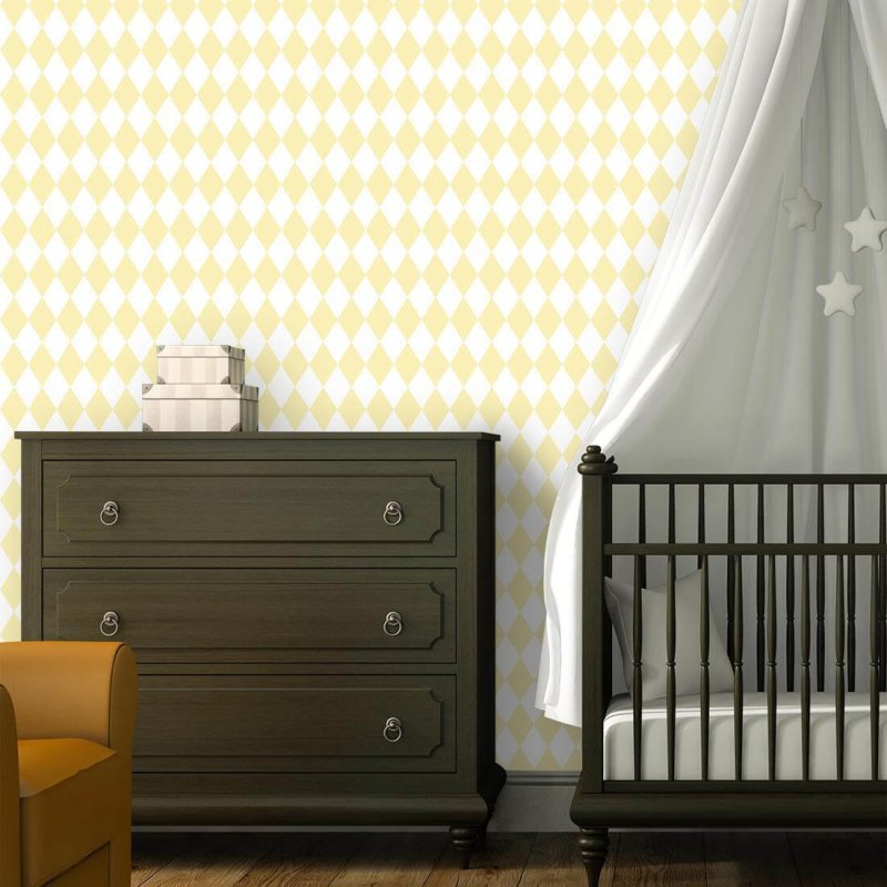 Papel de Parede Adesivo Xadrez Amarelo Bebê 36412 - Papel na Parede