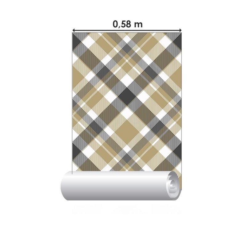Papel de Parede Adesivo Xadrez Bege Diagonal N06238 - Papel na Parede