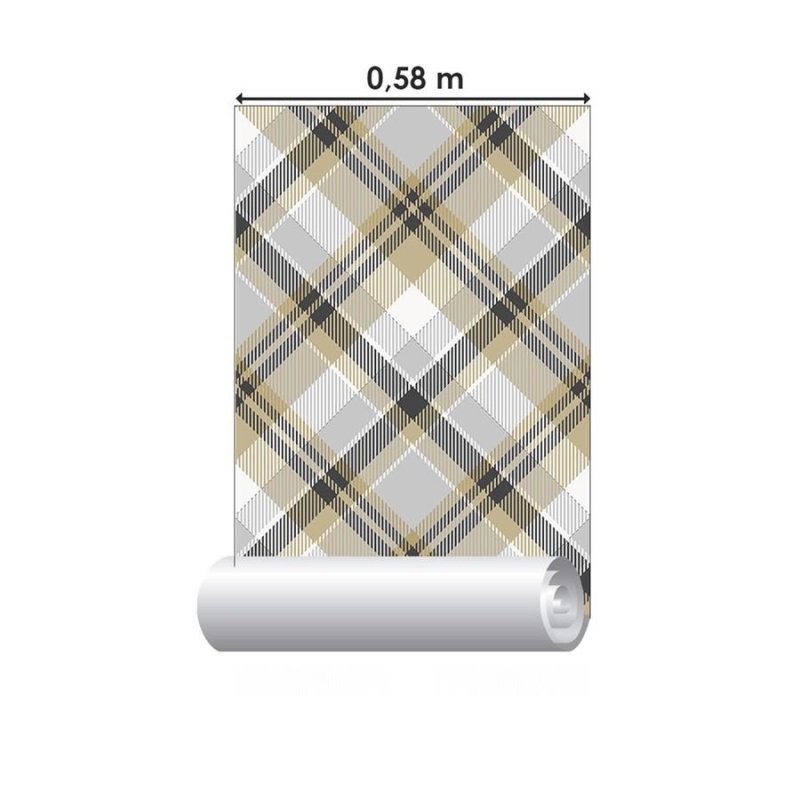 Papel de Parede Adesivo Xadrez Bege N06227 - Papel na Parede