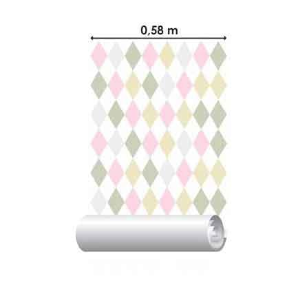 Papel de Parede Adesivo Xadrez Colorido Bebê 75243 - Papel na Parede