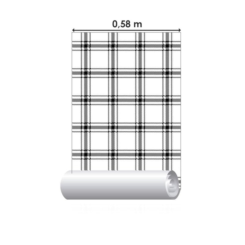 Papel de Parede Adesivo Xadrez Preto e Branco N04189 - Papel na Parede