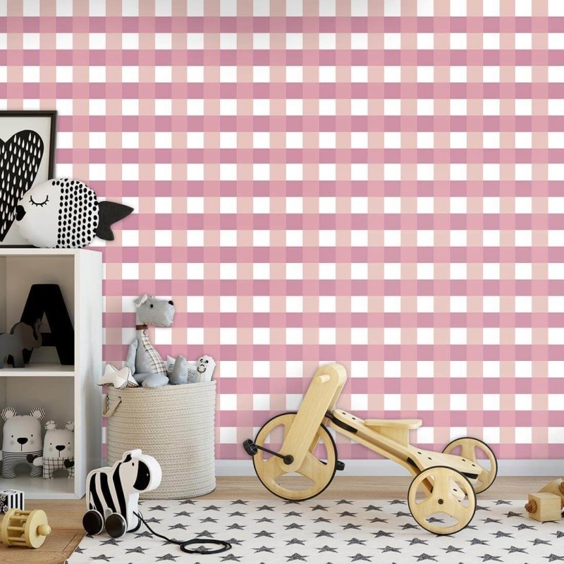 Papel de Parede Adesivo Xadrez rosa 74776809 - Papel na Parede