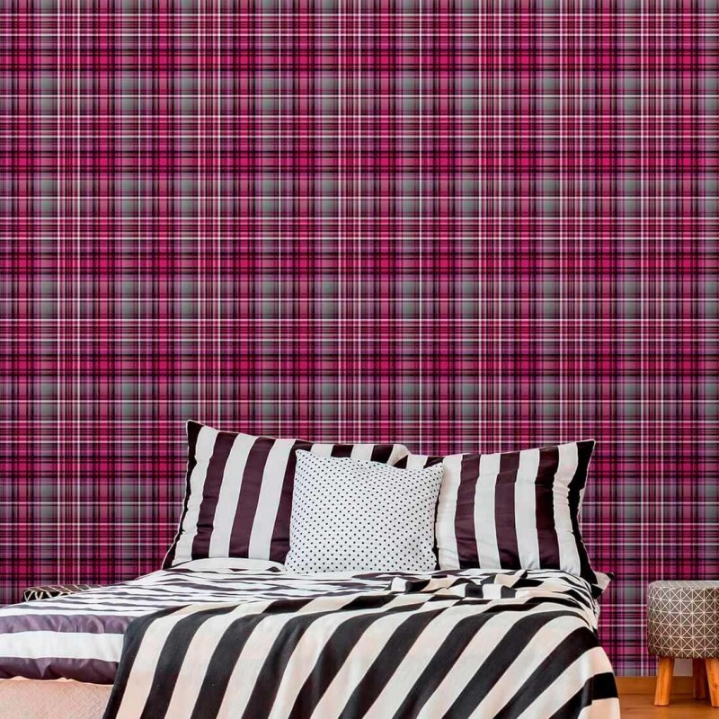 Papel de Parede Adesivo Xadrez roxo e cinza 55629742 - Papel na Parede