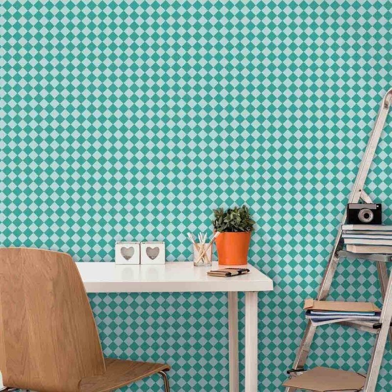Papel de Parede Adesivo Xadrez Verde 1193 - Papel na Parede