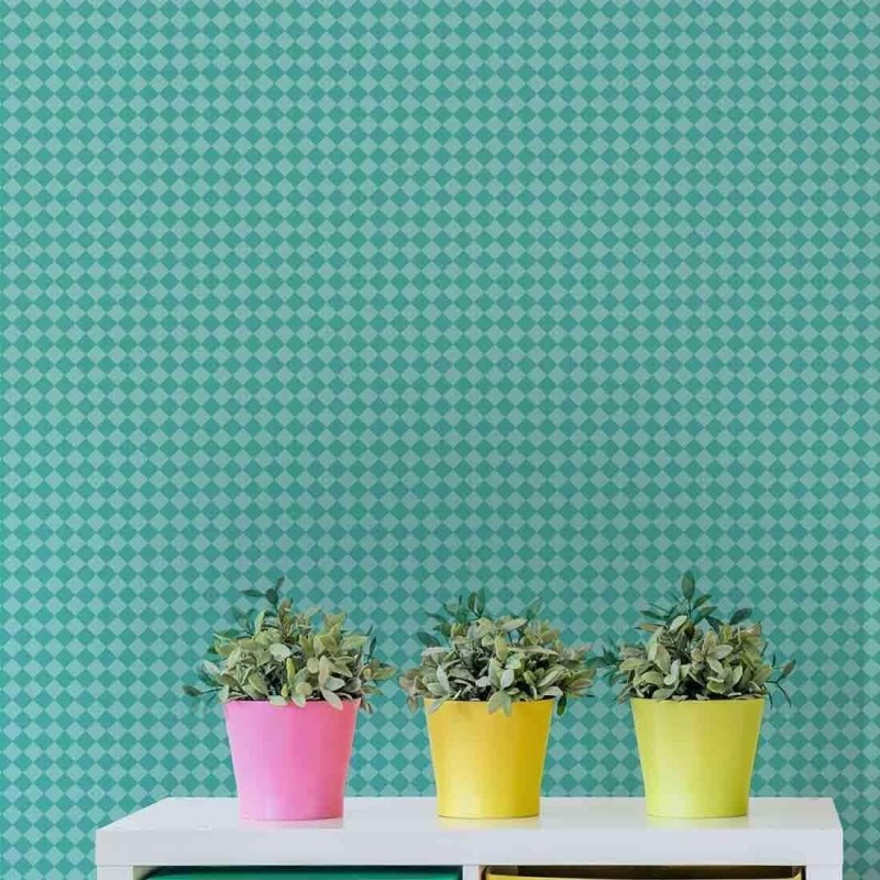 Papel de Parede Adesivo Xadrez Verde 1196 - Papel na Parede