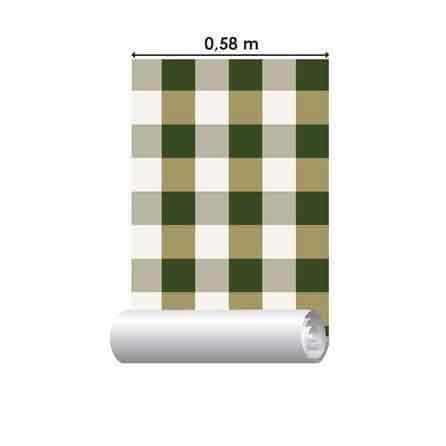 Papel de Parede Adesivo Xadrez Verde 4006 - Papel na Parede