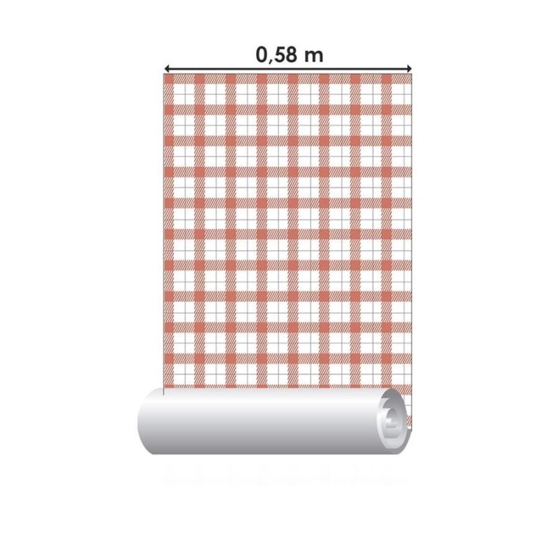 Papel de Parede Adesivo Xadrez Vermelho e Branco N06099 - Papel na Parede