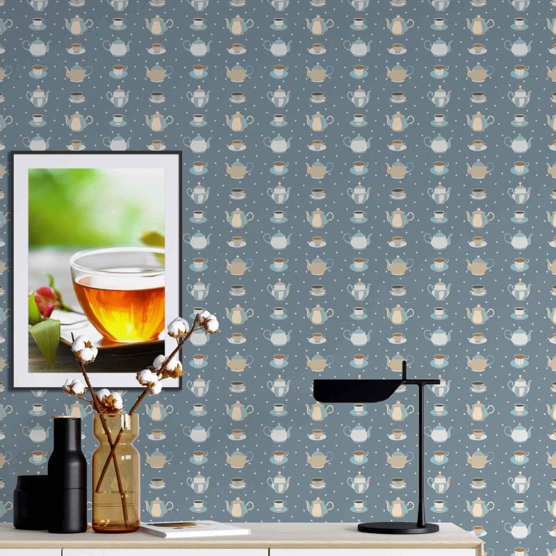 Papel de Parede Adesivo Xícaras e Bules 128959991 - Papel na Parede