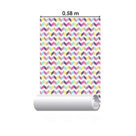 Papel de Parede Adesivo Zig Zag Chevron Colorido Jovem 32561 - Papel na Parede
