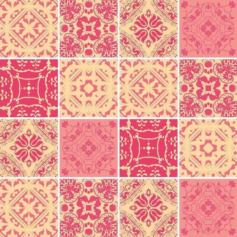 Papel de Parede Autocolante Azulejo Abstrato Rosa 2045774682 - Papel na Parede