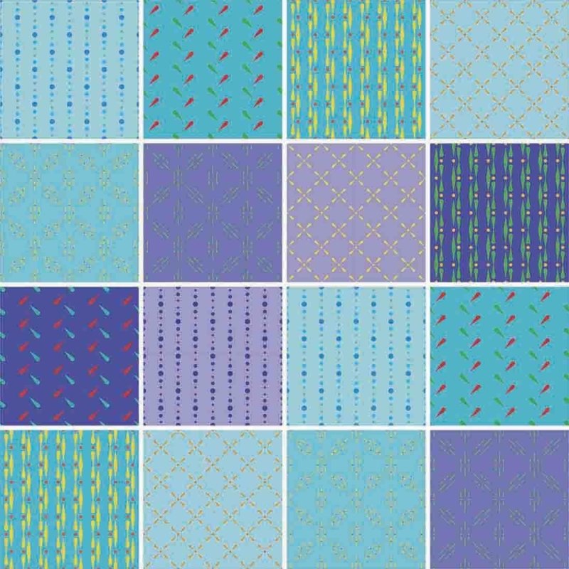 Papel de Parede Autocolante Azulejo Azul e Roxo 316523069 - Papel na Parede