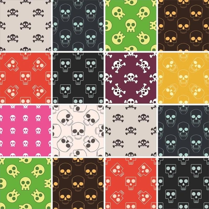 Papel de Parede Autocolante Azulejo Caveiras Colorido 258482564 - Papel na Parede