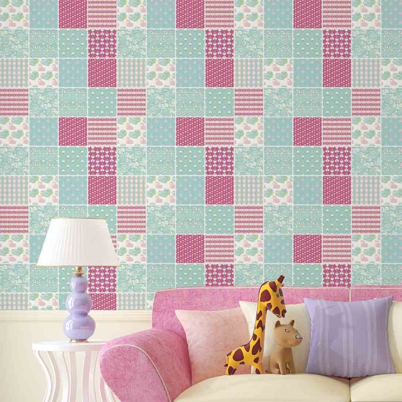 Papel de Parede Autocolante Azulejo Coração 324122738 - Papel na Parede