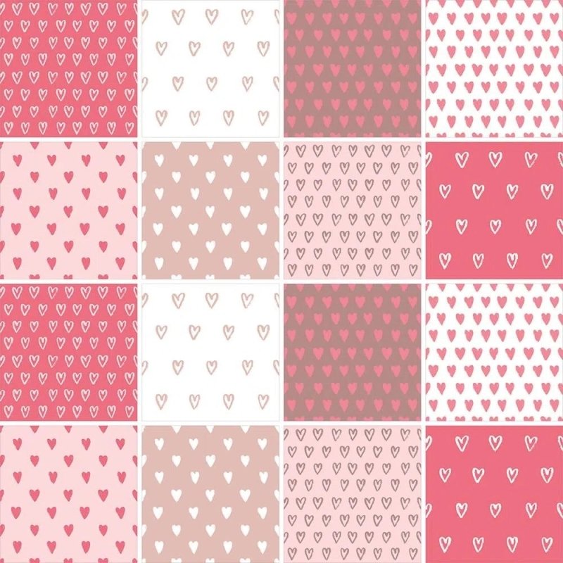 Papel de Parede Autocolante Azulejo Coração Rosa 246027034 - Papel na Parede