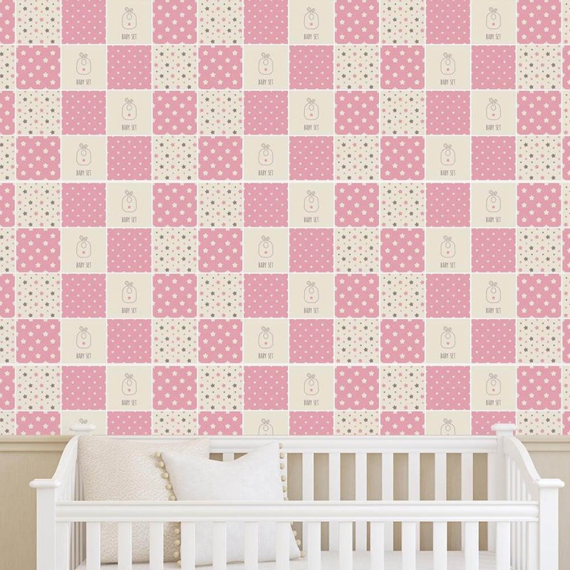 Papel de Parede Autocolante Azulejo Estrela Rosa 225288331 - Papel na Parede