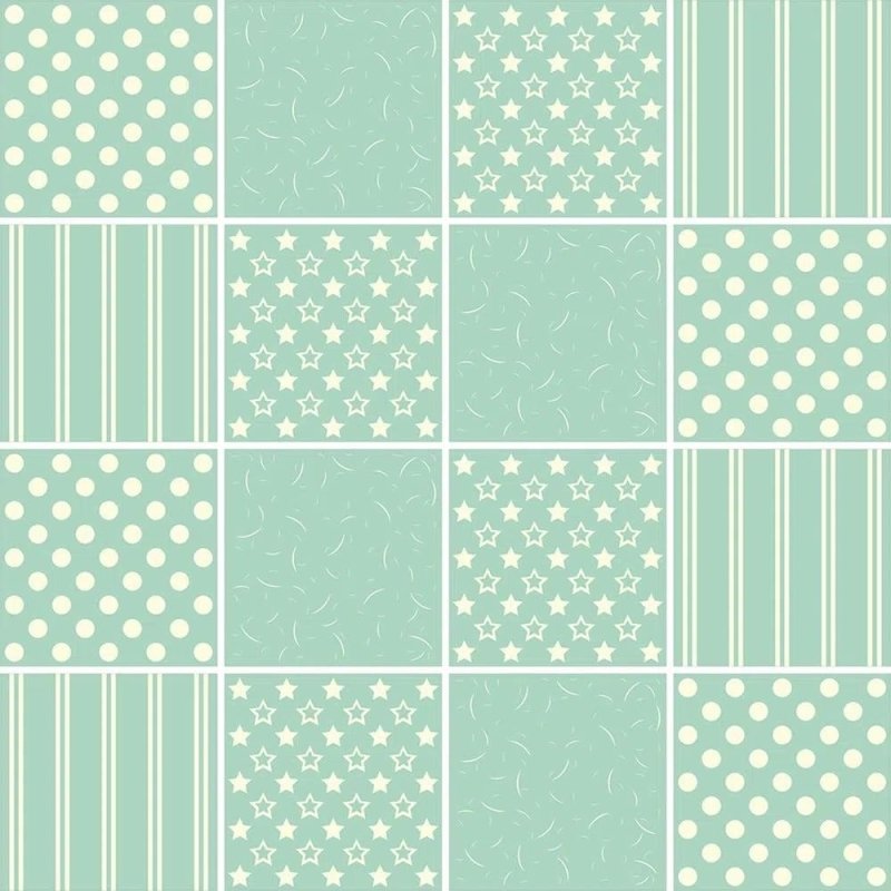 Papel de Parede Autocolante Azulejo Estrela Verde 445792597 - Papel na Parede