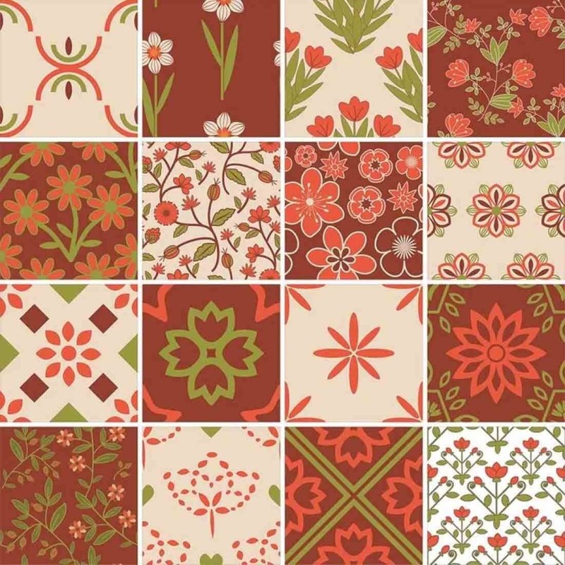 Papel de Parede Autocolante Azulejo Floral 305171351 - Papel na Parede