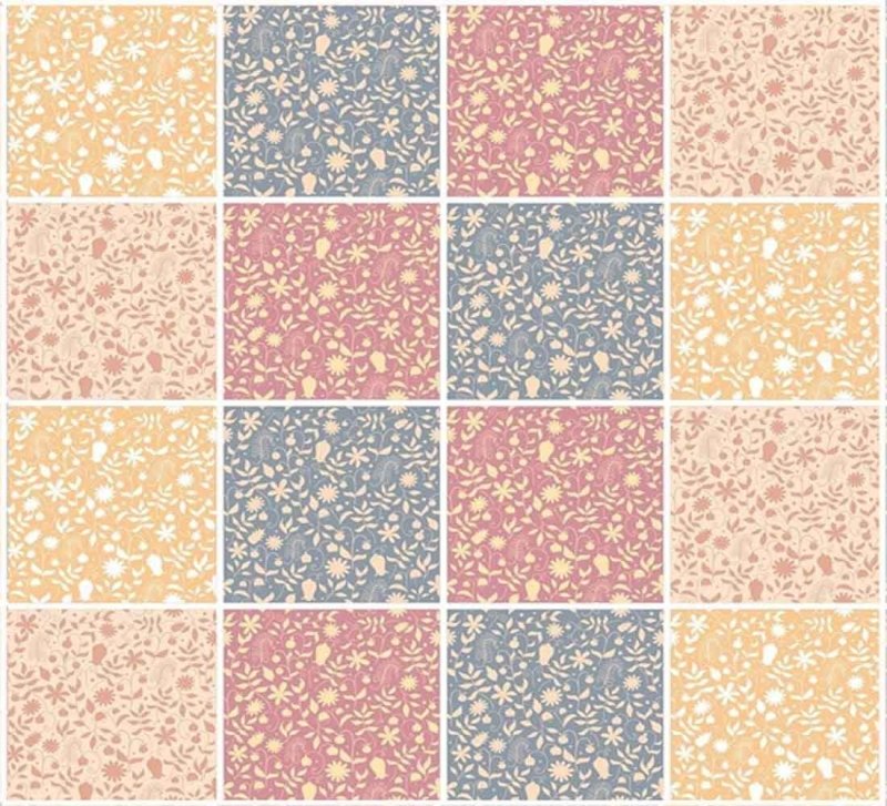 Papel de Parede Autocolante Azulejo Floral 485421694 - Papel na Parede