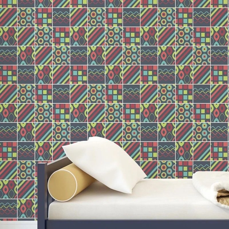 Papel de Parede Autocolante Azulejo Geométrico 130118345 - Papel na Parede