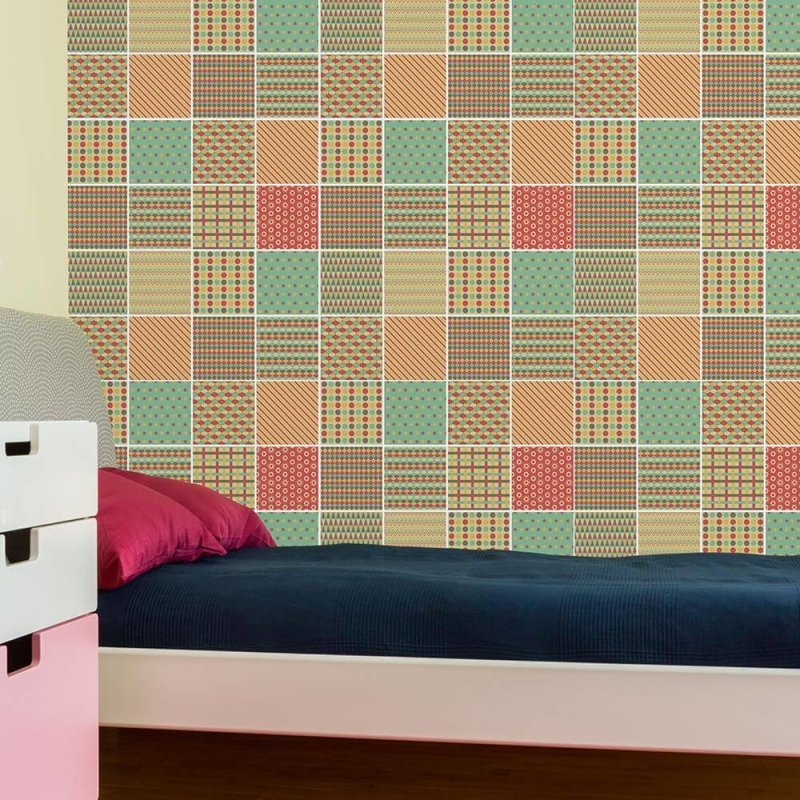 Papel de Parede Autocolante Azulejo Geométrico Colorido 230907118 - Papel na Parede
