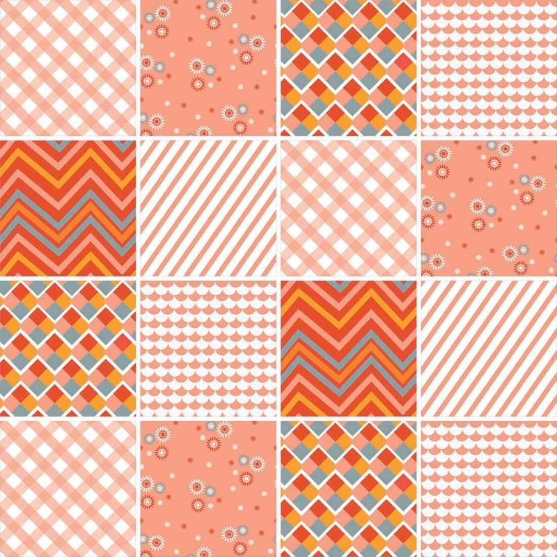 Papel de Parede Autocolante Azulejo Geométrico Laranja 387256609 - Papel na Parede