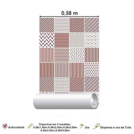 Papel de Parede Autocolante Azulejo Geométrico Vermelho 349556576 - Papel na Parede