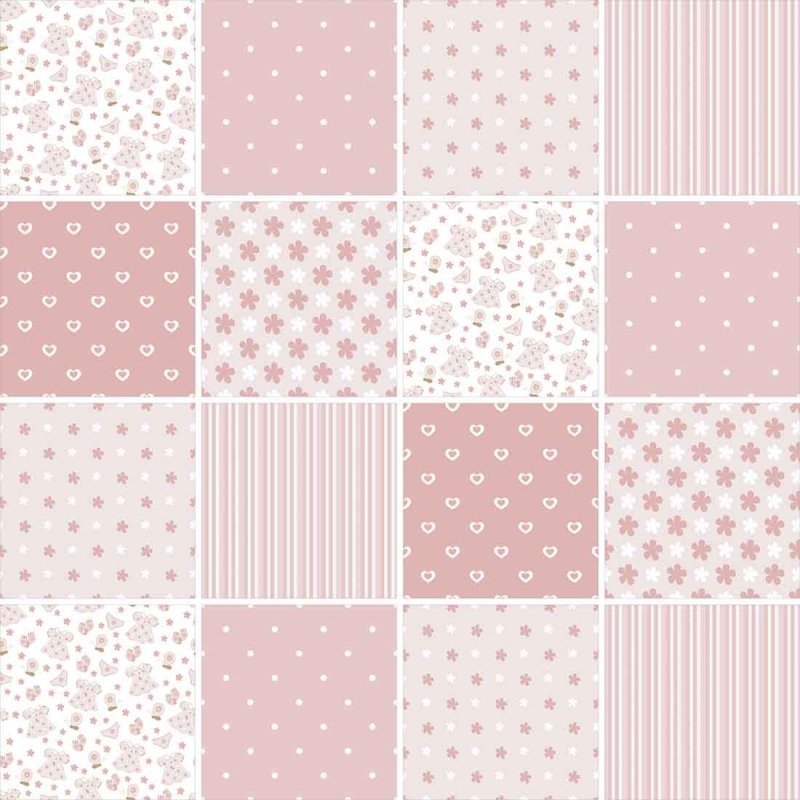 Papel de Parede Autocolante Azulejo Infantil Rosa 132603413 - Papel na Parede