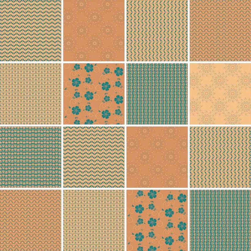 Papel de Parede Autocolante Azulejo Laranja e Verde 203526112 - Papel na Parede