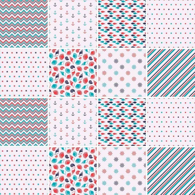 Papel de Parede Autocolante Azulejo Marítimo Branco 424573219 - Papel na Parede
