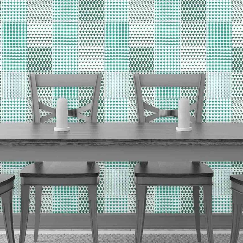 Papel de Parede Autocolante Azulejo Xícara Verde 223539928 - Papel na Parede