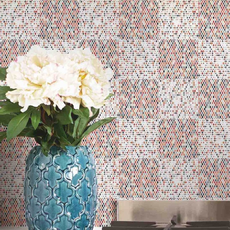 Papel de Parede Azulejo Abstrato Losango Colorido 288381557 - Papel na Parede