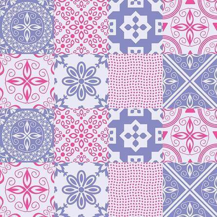 Papel de Parede Azulejo Abstrato Rosa e Roxo 28908551 - Papel na Parede