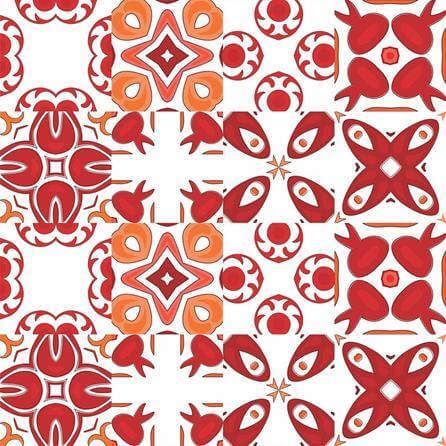 Papel de Parede Azulejo Abstrato Vermelho 280179 - Papel na Parede
