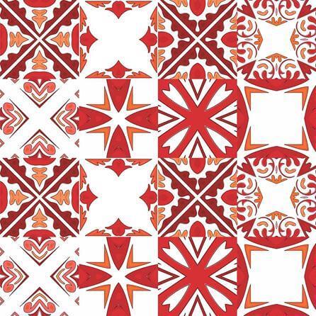 Papel de Parede Azulejo Abstrato Vermelho 28801709 - Papel na Parede