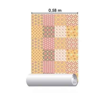 Papel de Parede Azulejo Bolas Flores 286292303 - Papel na Parede