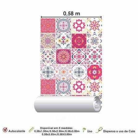 PAPEL DE PAREDE AZULEJO FLORAL ORNAMENTAL 285626405 - Papel na Parede