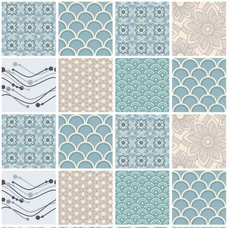 Papel de Parede Azulejo Flores 284170328 - Papel na Parede